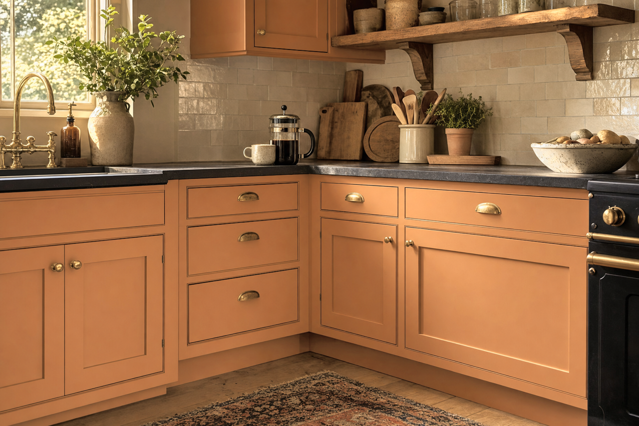 Butterscotch Sundae by Benjamin Moore on cabinets