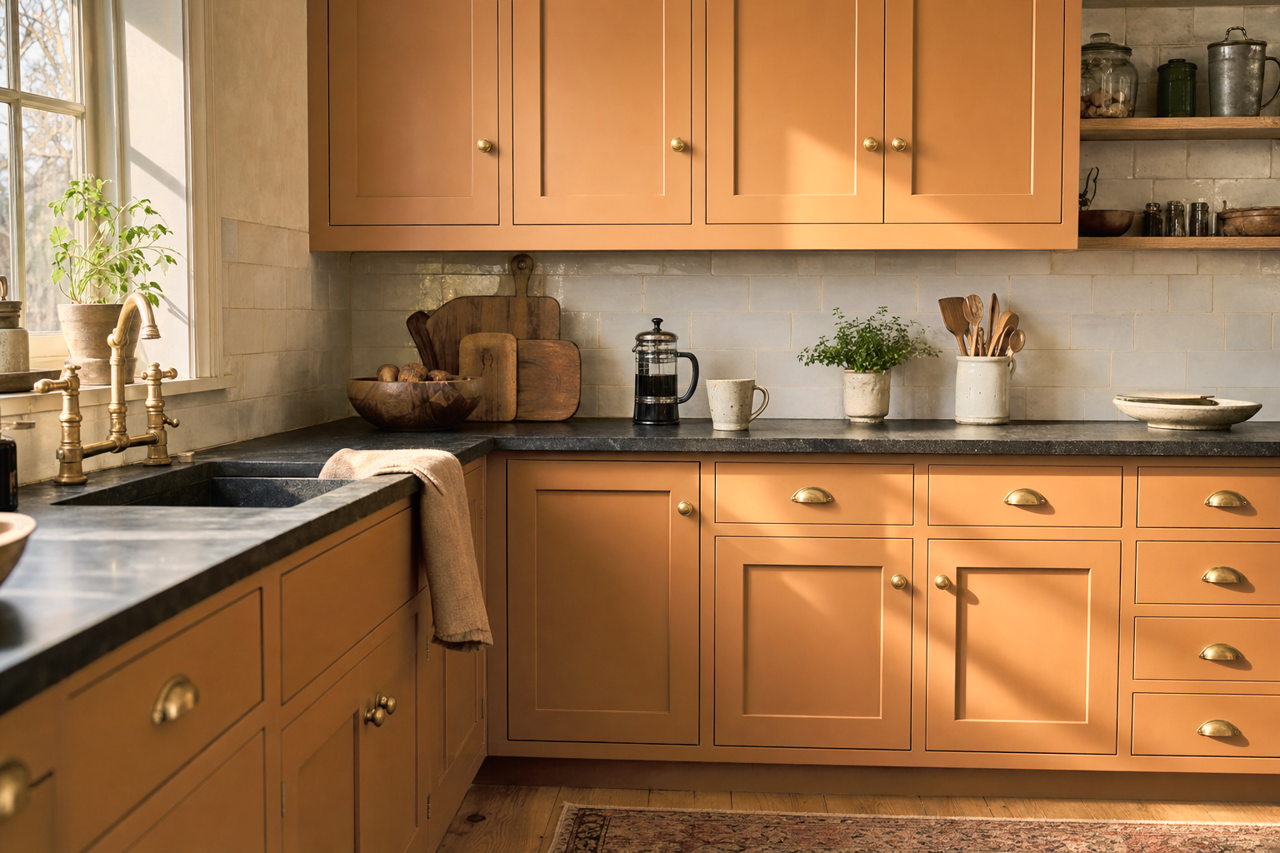 Cognac Snifter by Benjamin Moore on cabinets