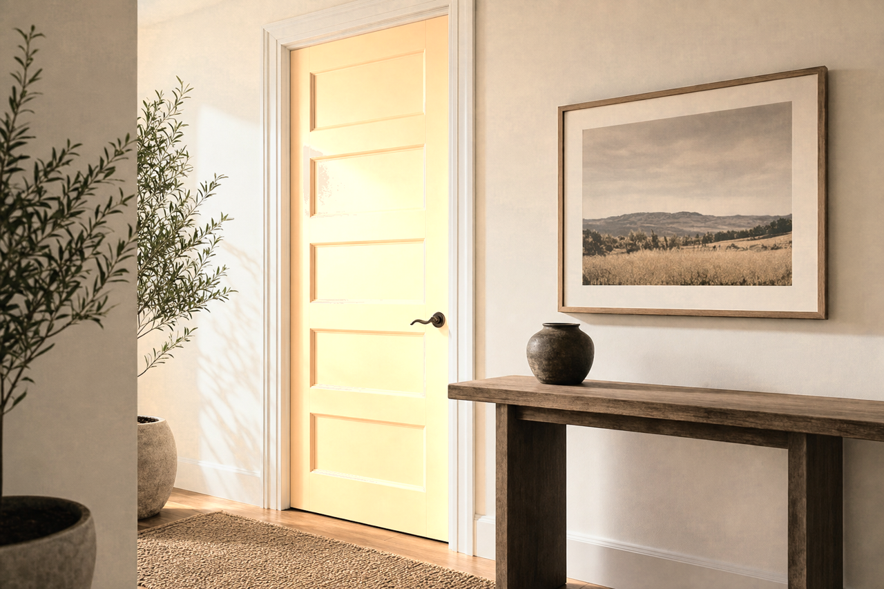 Peach Complexion by Benjamin Moore on interior-doors