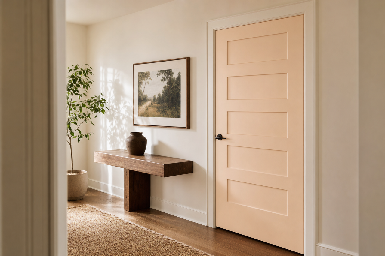 Tissue Pink by Benjamin Moore on interior-doors