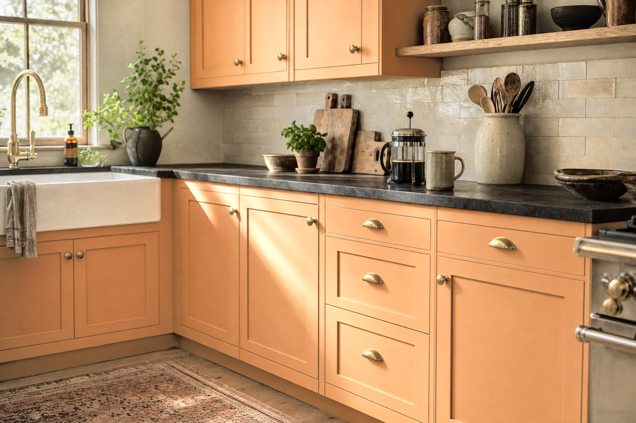 Persian Melon by Benjamin Moore on cabinets