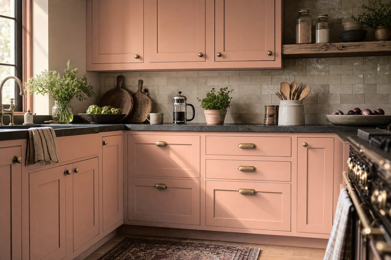 Rosedale by Benjamin Moore on cabinets