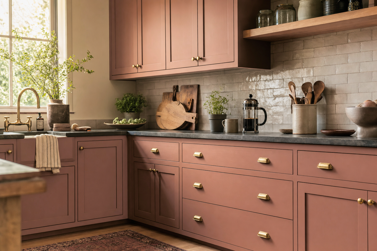 Drenched Sienna by Benjamin Moore on cabinets