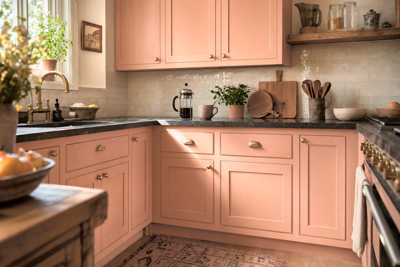 Palazzo Pink by Benjamin Moore on cabinets