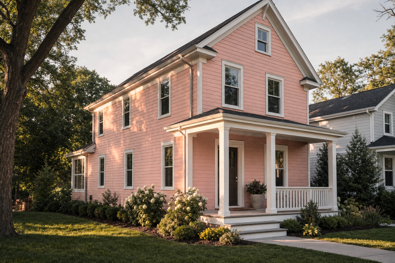 Palazzo Pink by Benjamin Moore on exterior