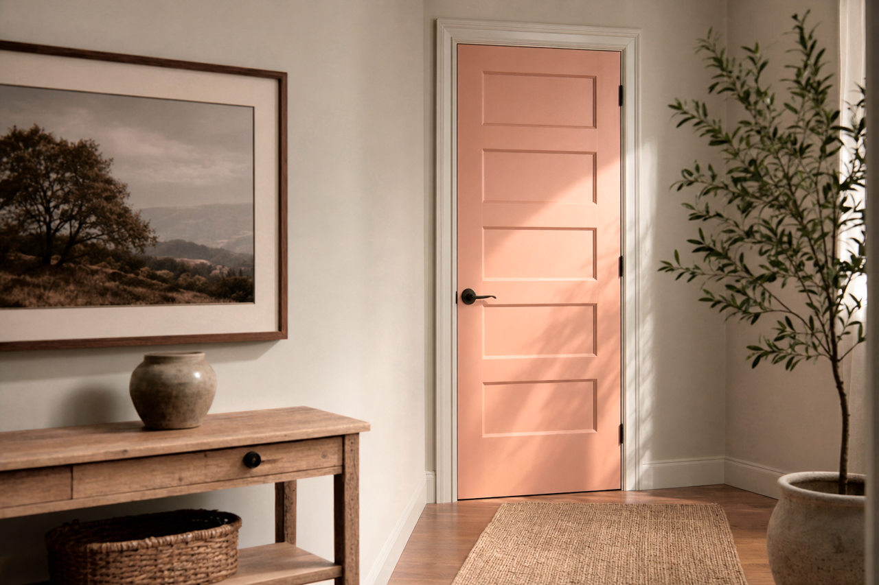Palazzo Pink by Benjamin Moore on interior-doors