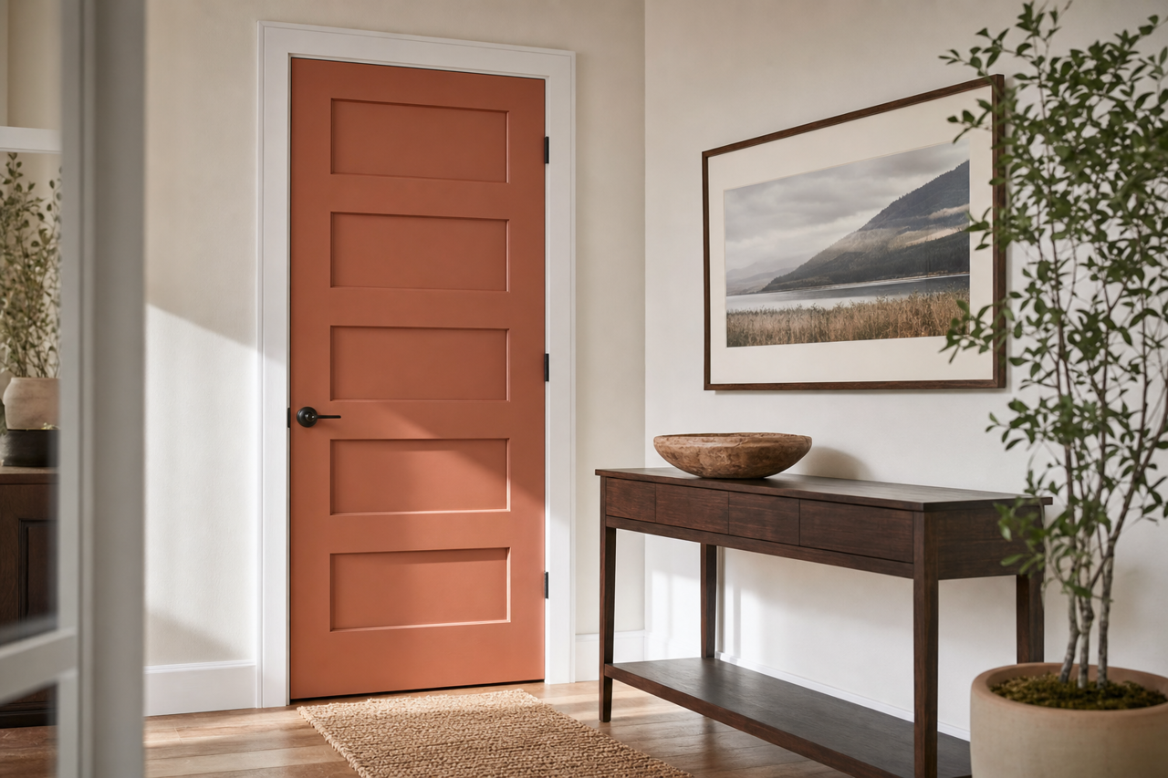 Burnt by Benjamin Moore on interior-doors