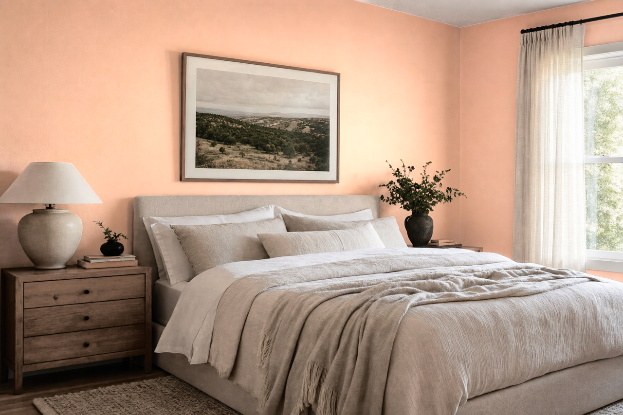 Antique Coral by Benjamin Moore on interiors
