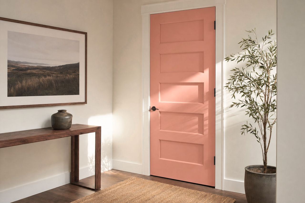 Mesa Peach by Benjamin Moore on interior-doors