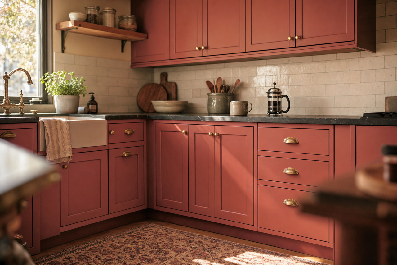 Warm by Benjamin Moore on cabinets