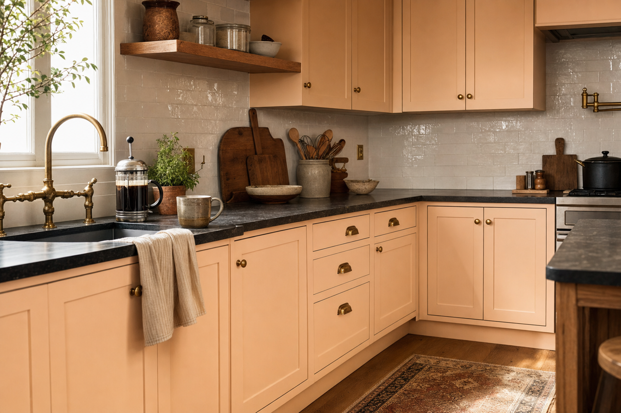 Sunset by Benjamin Moore on cabinets