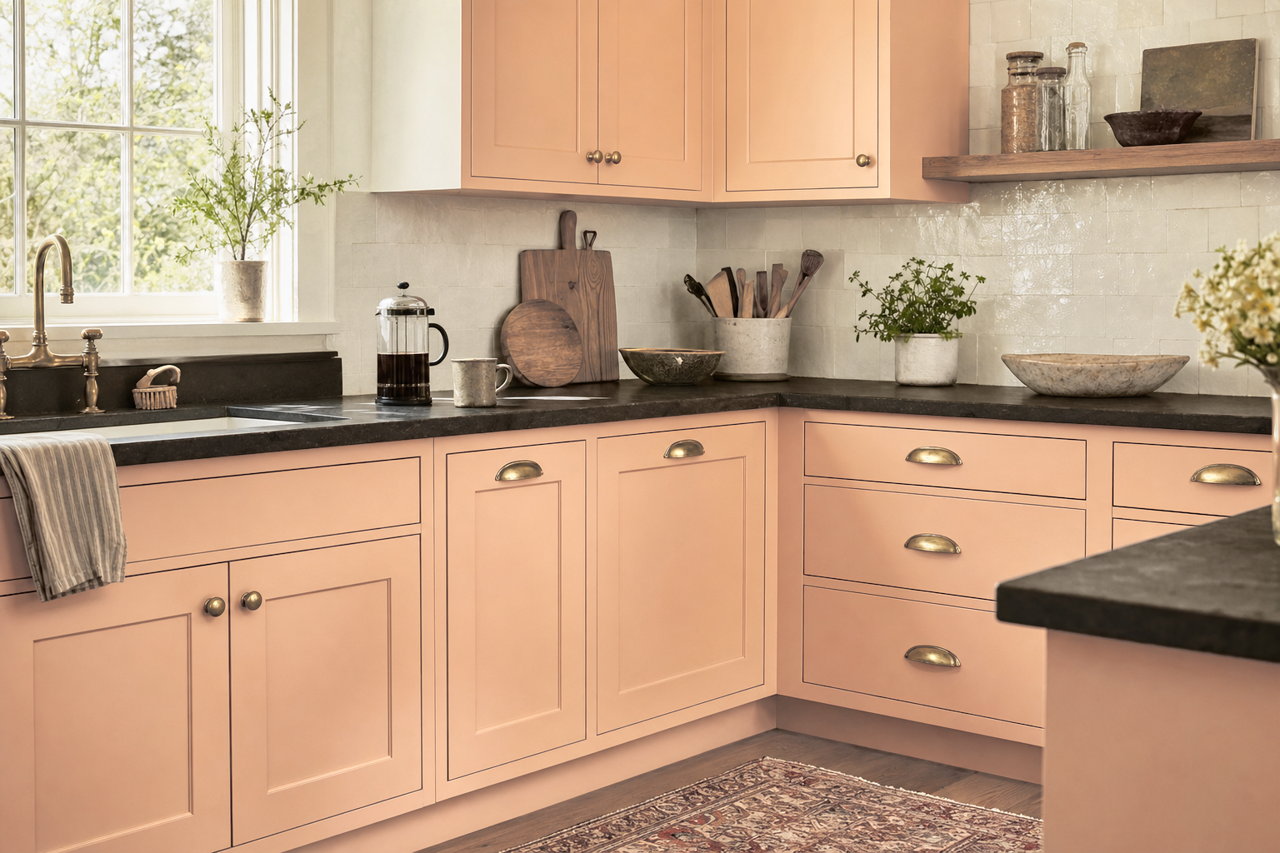 Clementine by Benjamin Moore on cabinets