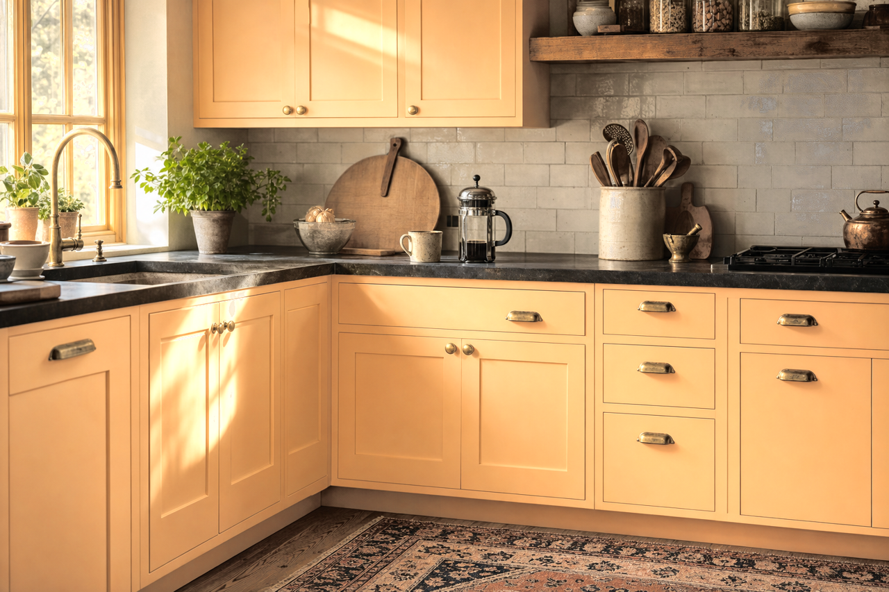 Citrus Blossom by Benjamin Moore on cabinets