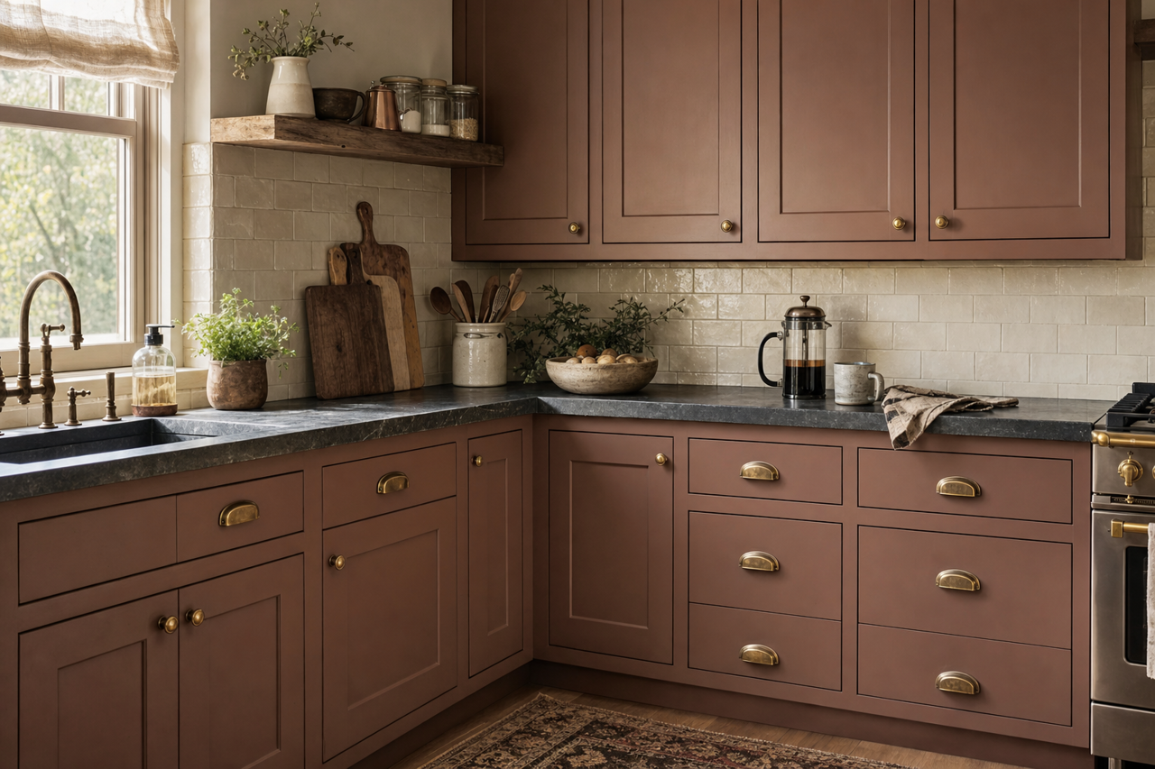 Raisin by Benjamin Moore on cabinets
