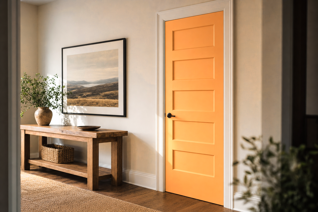 Orange Appeal by Benjamin Moore on interior-doors