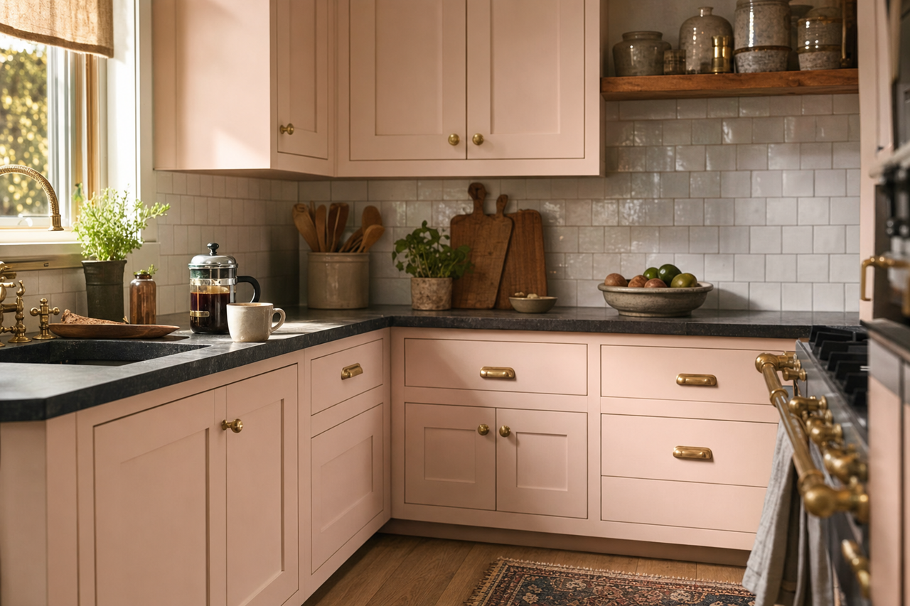 Wild Aster by Benjamin Moore on cabinets