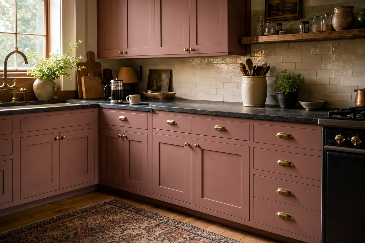 Barberry by Benjamin Moore on cabinets
