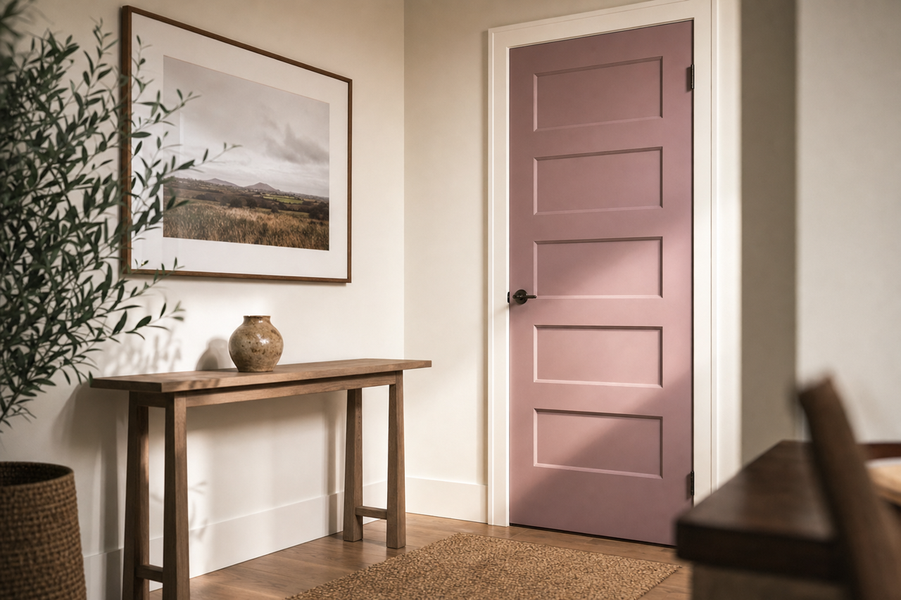 Mulberry by Benjamin Moore on interior-doors