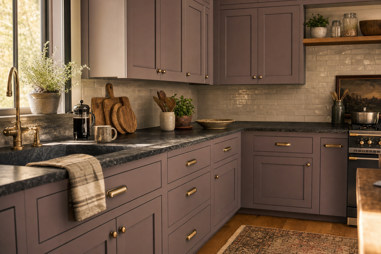Mink by Benjamin Moore on cabinets