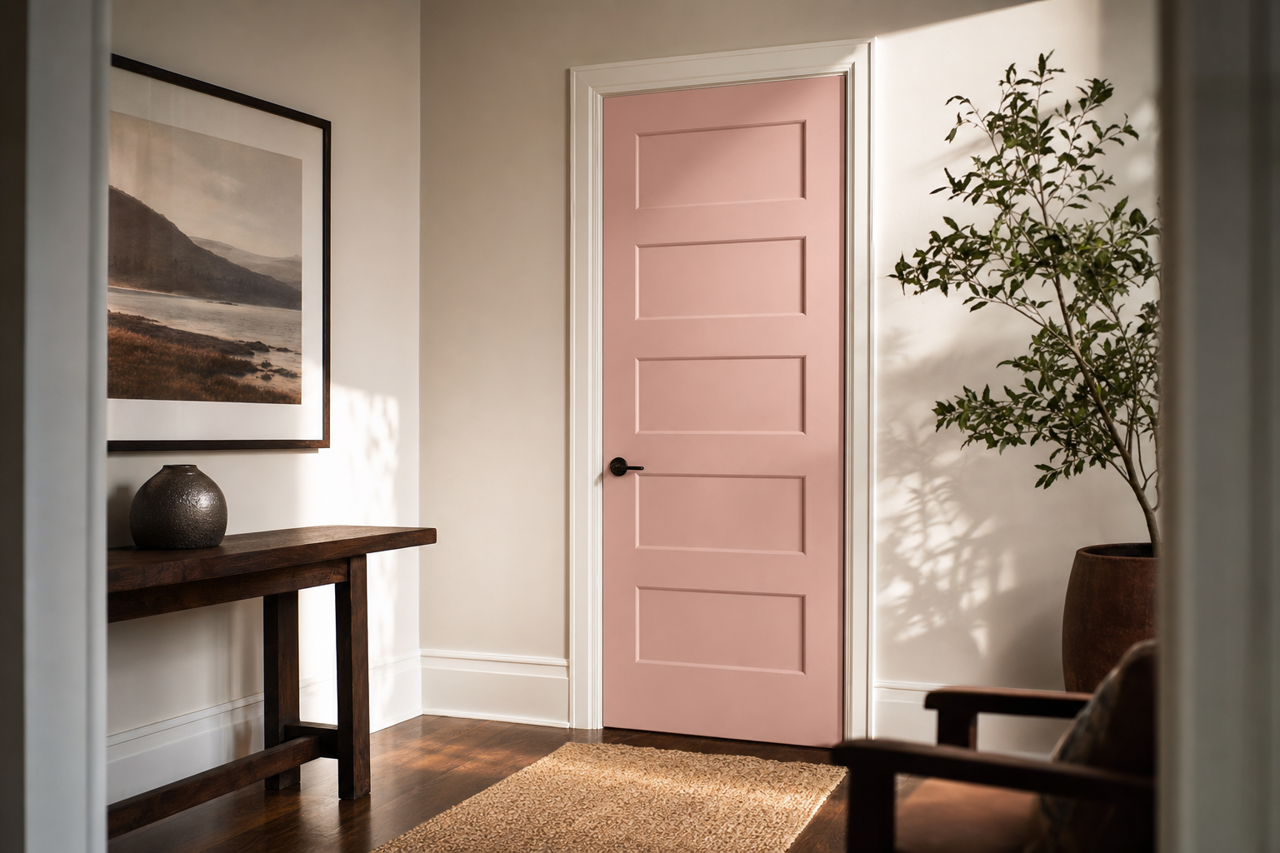 Pink by Benjamin Moore on interior-doors