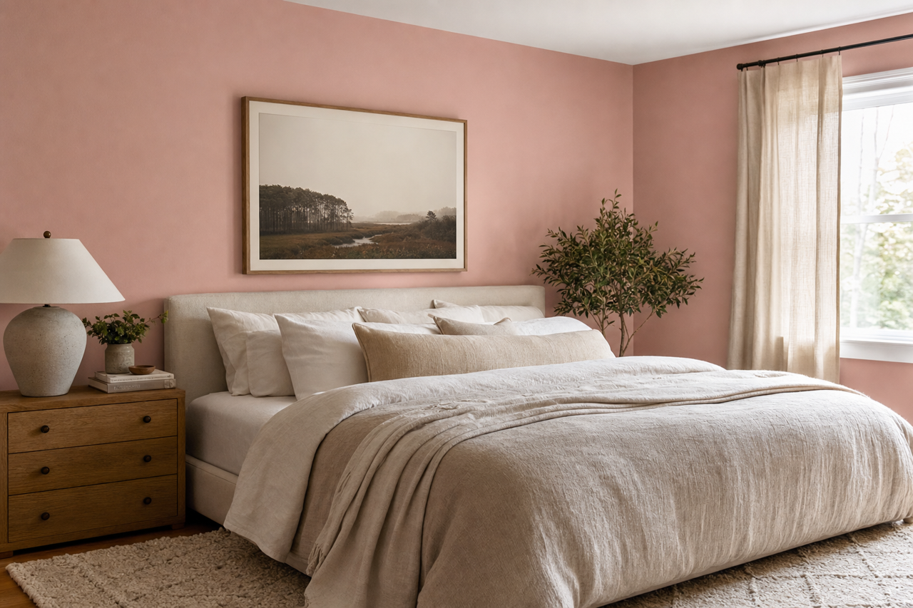 Pink by Benjamin Moore on interiors