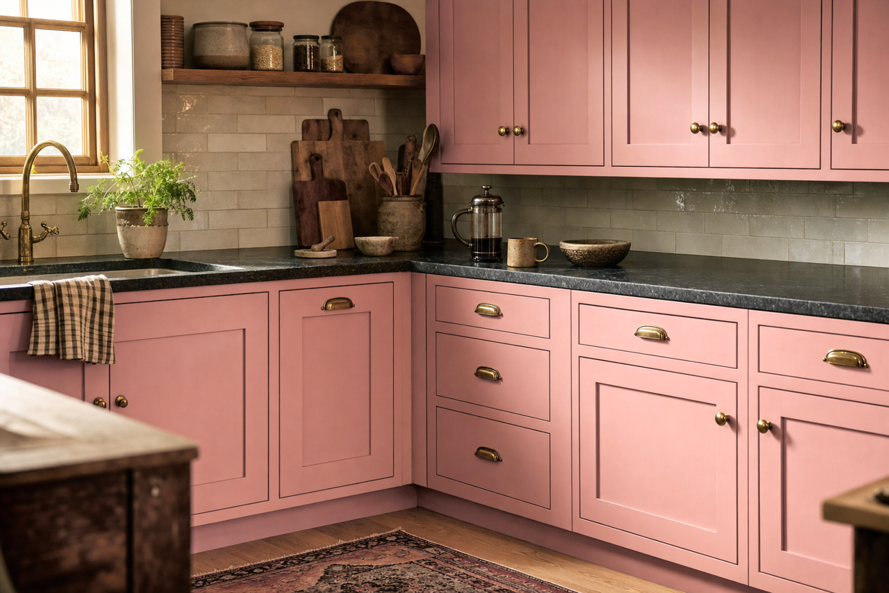 Amaryllis by Benjamin Moore on cabinets