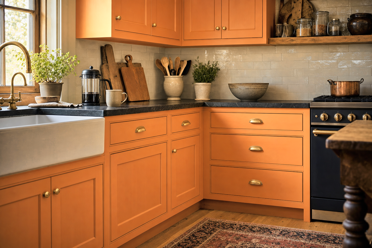 Pumpkin by Benjamin Moore on cabinets