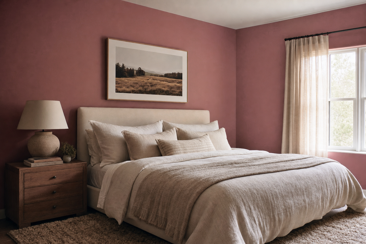 Deep Mauve by Benjamin Moore on interiors