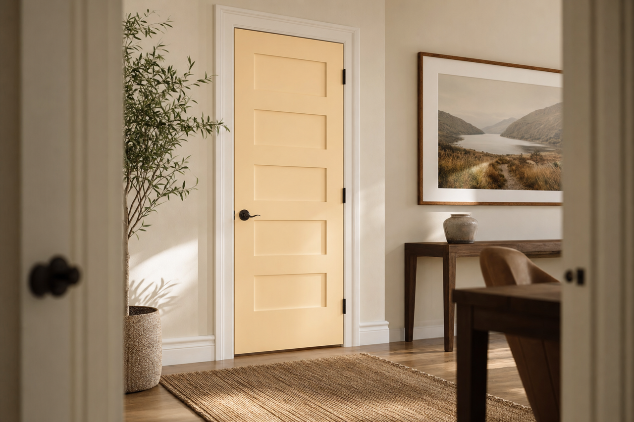 Peach by Benjamin Moore on interior-doors
