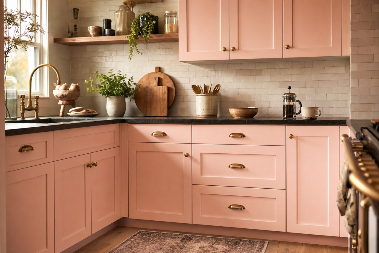 Rose by Benjamin Moore on cabinets