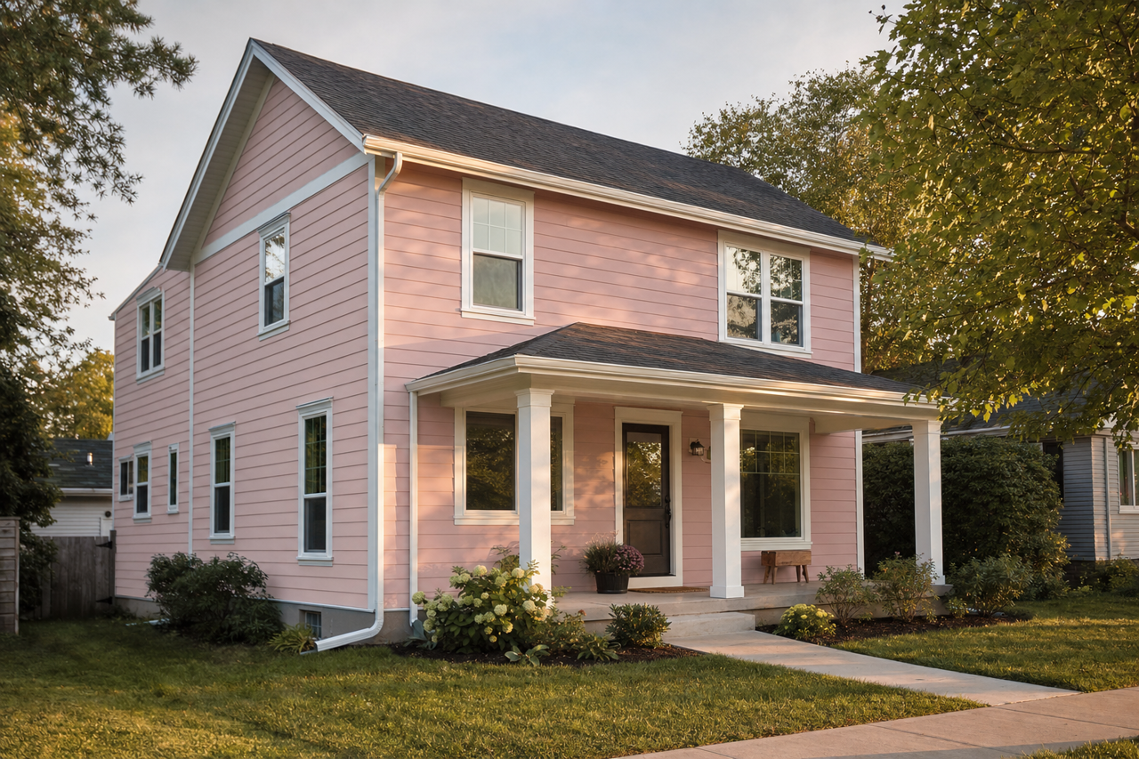Petunia Pink by Benjamin Moore on exterior