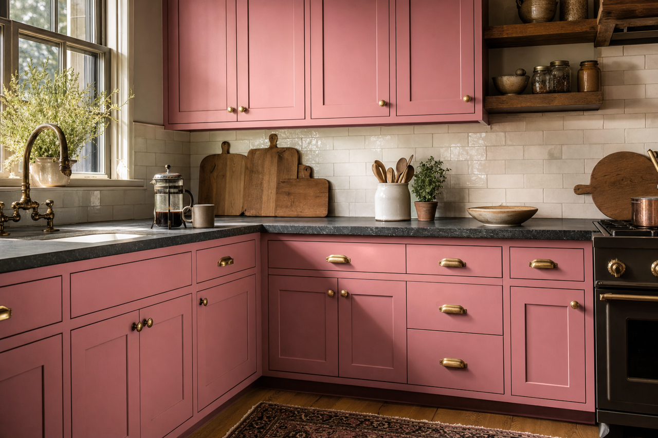Burgundy by Benjamin Moore on cabinets