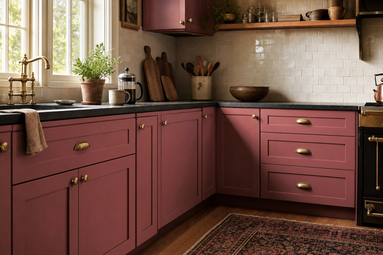 Tawny Port by Benjamin Moore on cabinets
