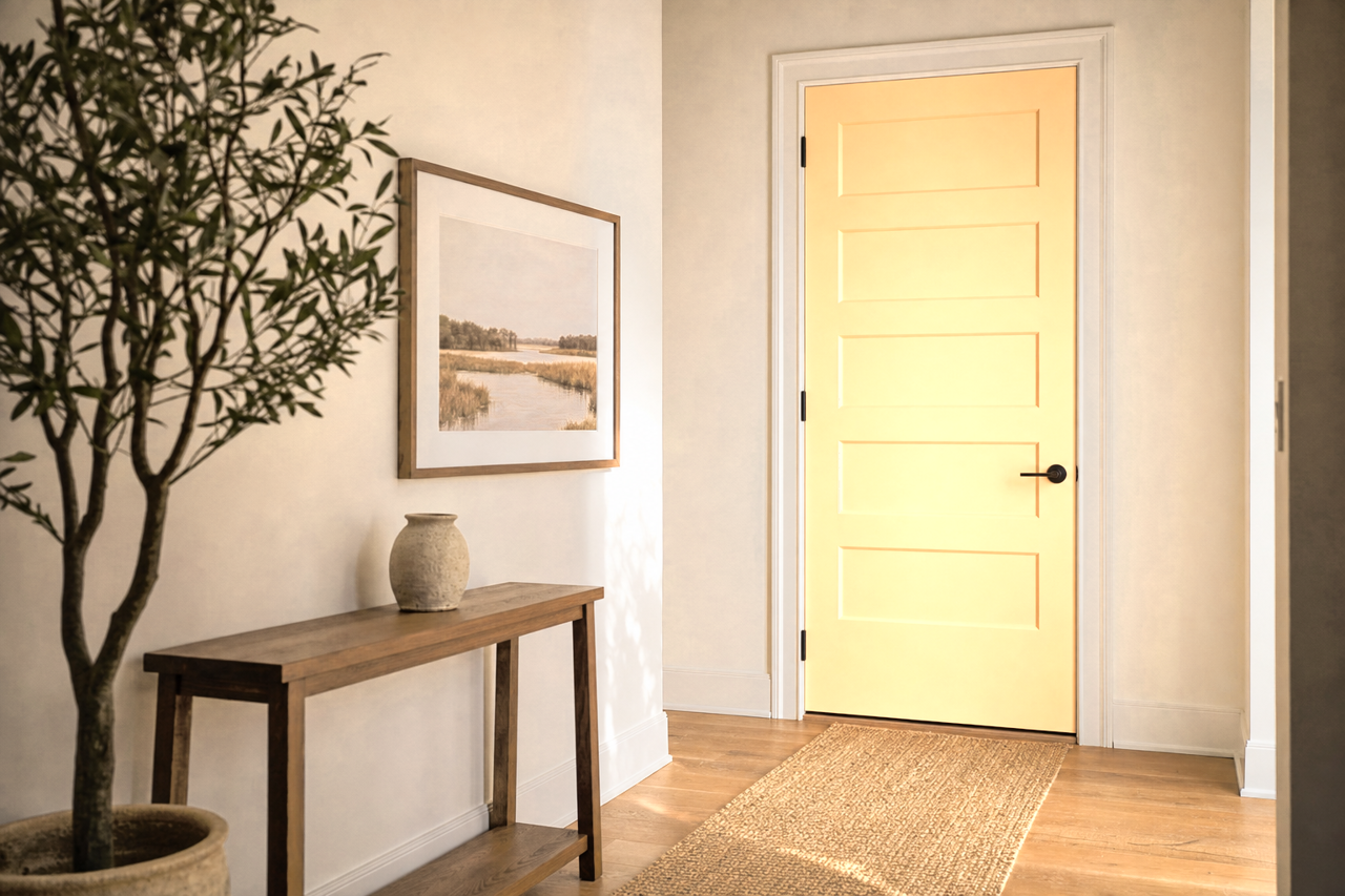 Tangerine by Benjamin Moore on interior-doors