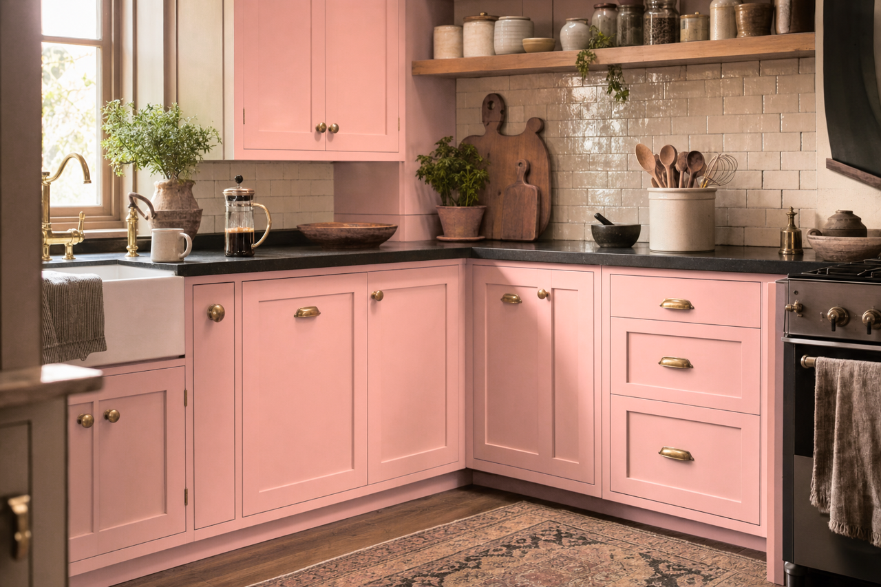 Brighton Rock Candy by Benjamin Moore on cabinets