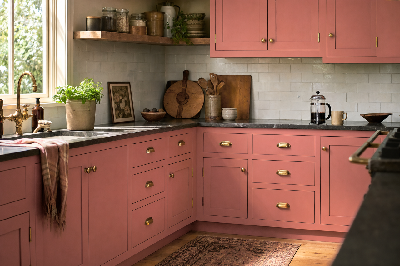 Badlands by Benjamin Moore on cabinets