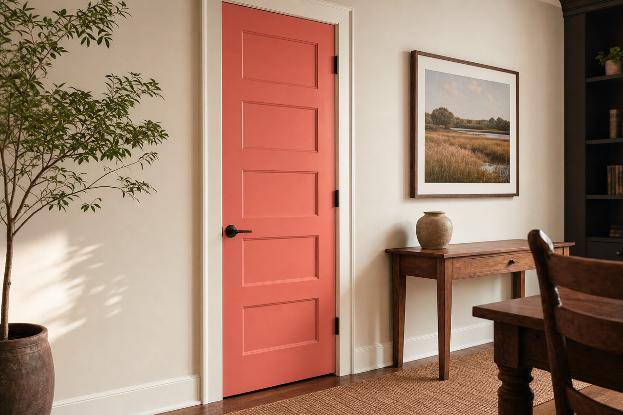 Coral by Benjamin Moore on interior-doors