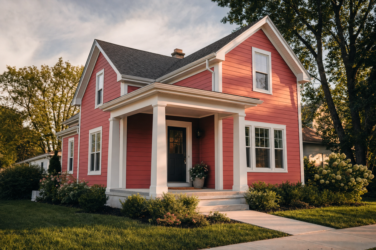 Crimson by Benjamin Moore on exterior