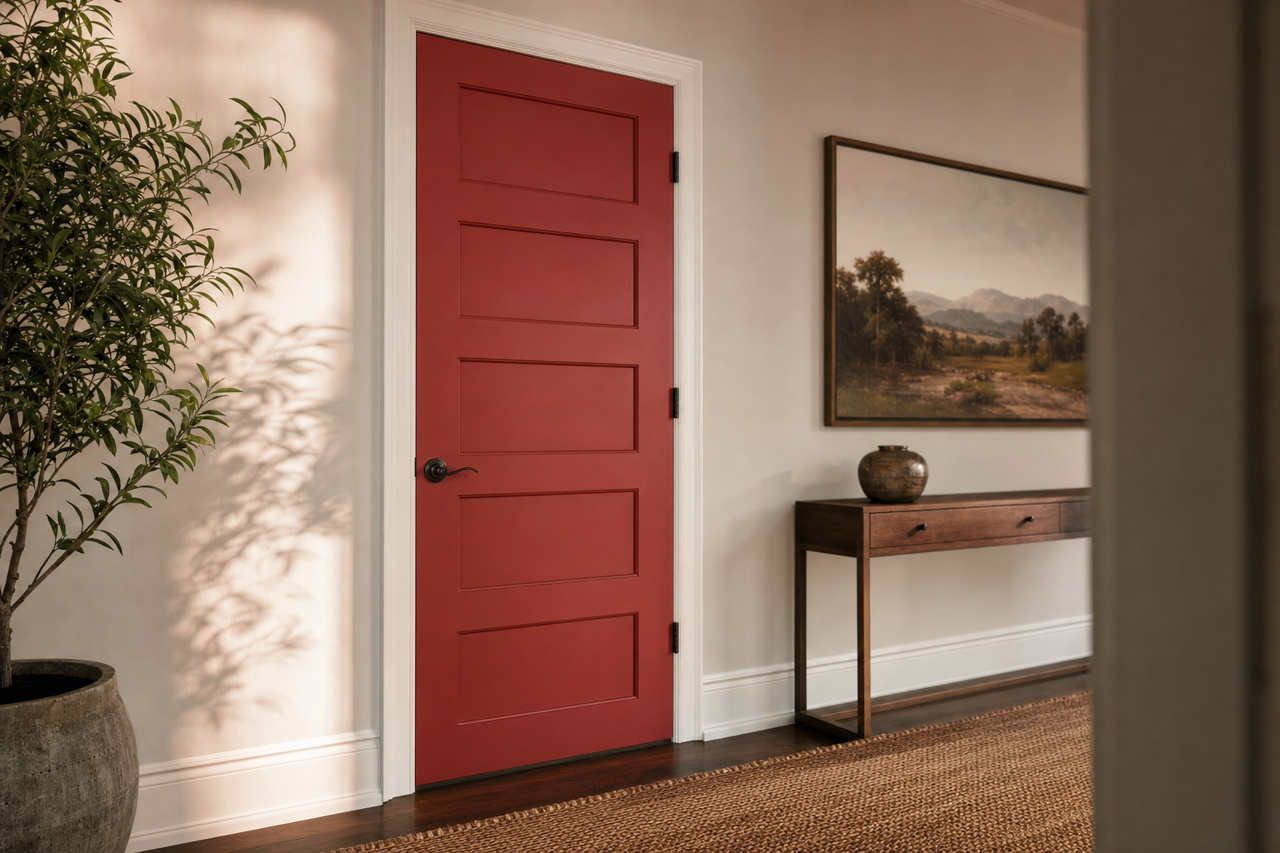 Spanish Red by Benjamin Moore on interior-doors