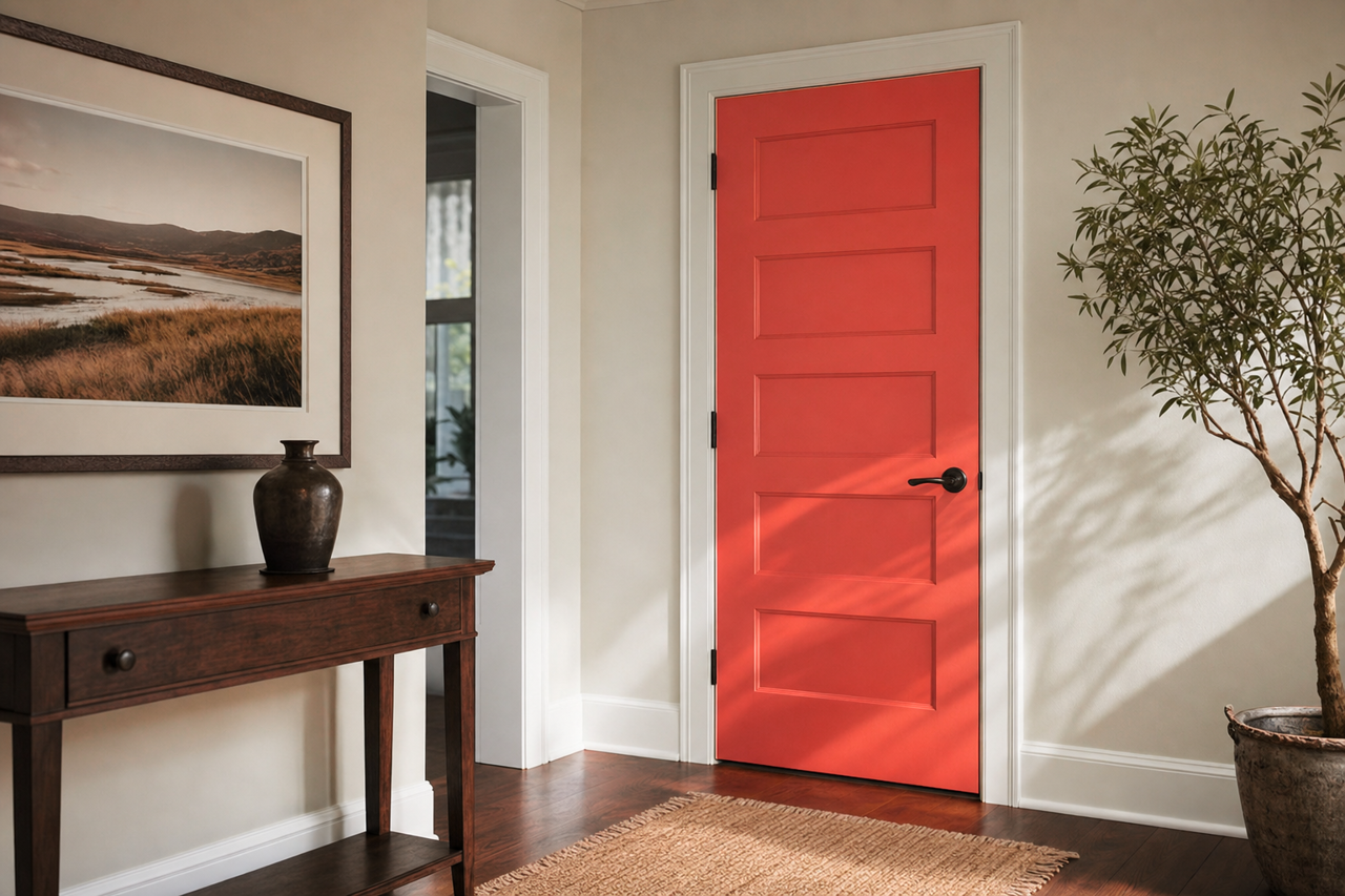 Habanero Pepper by Benjamin Moore on interior-doors