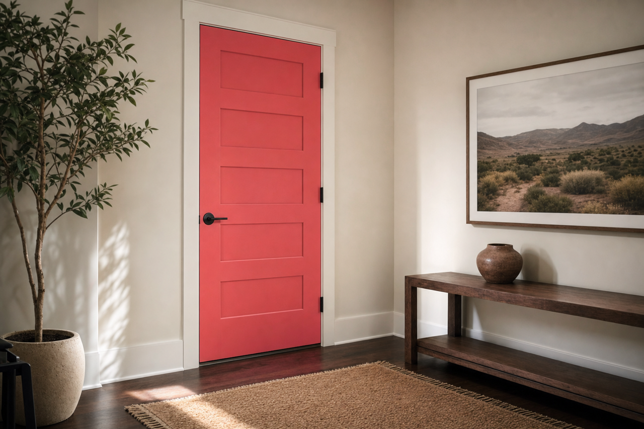 Milano Red by Benjamin Moore on interior-doors