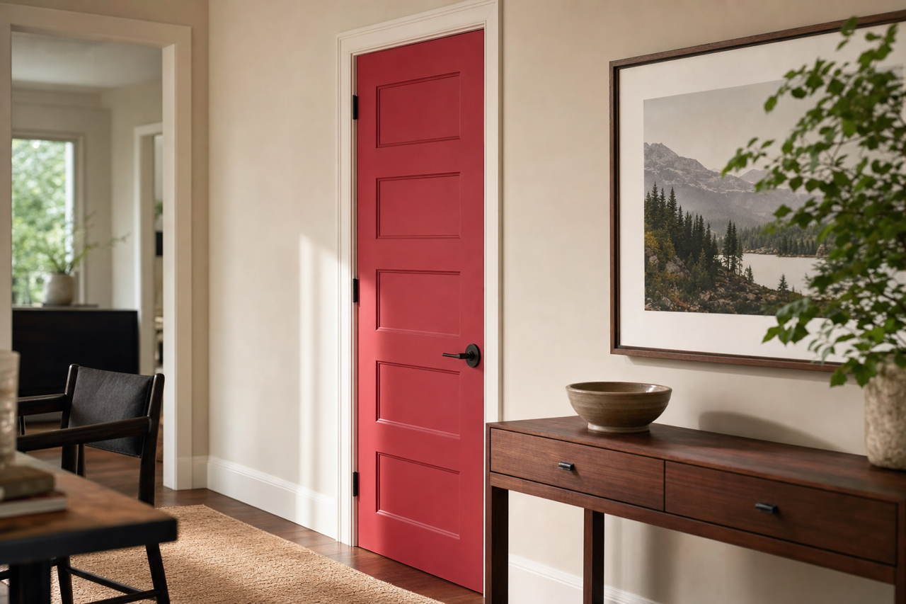 Umbria Red by Benjamin Moore on interior-doors