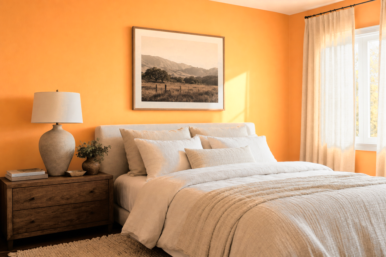 Tangerine by Benjamin Moore on interiors