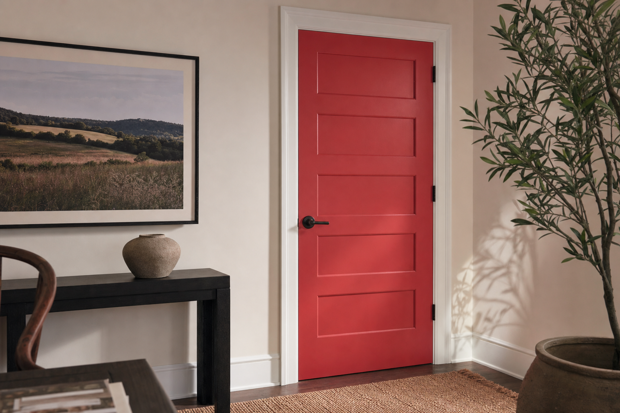 Ladybug Red by Benjamin Moore on interior-doors