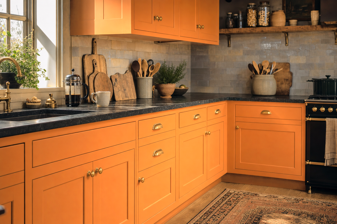 New Dawn by Benjamin Moore on cabinets