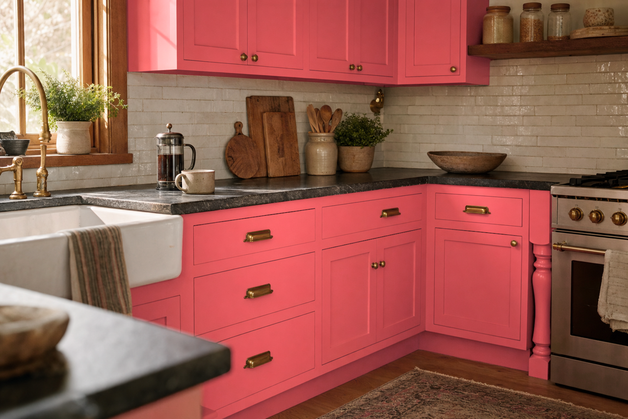 Cactus Flower by Benjamin Moore on cabinets