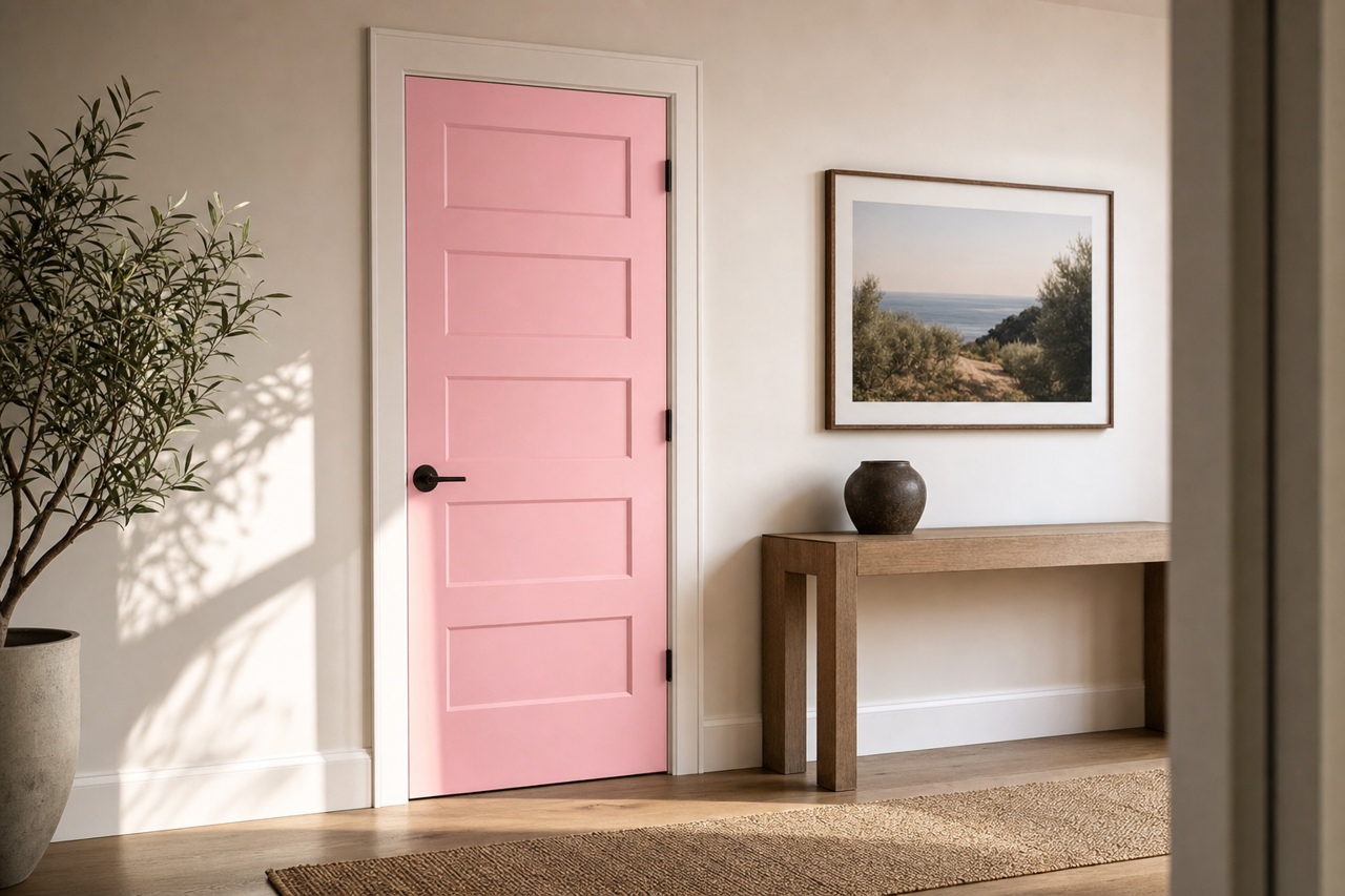 Misted Rose by Benjamin Moore on interior-doors