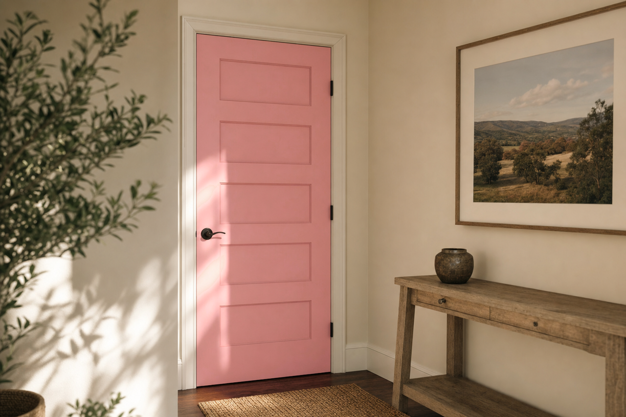 Pink by Benjamin Moore on interior-doors