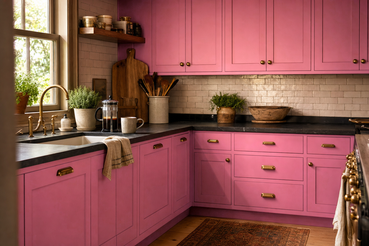Pink Ladies by Benjamin Moore on cabinets