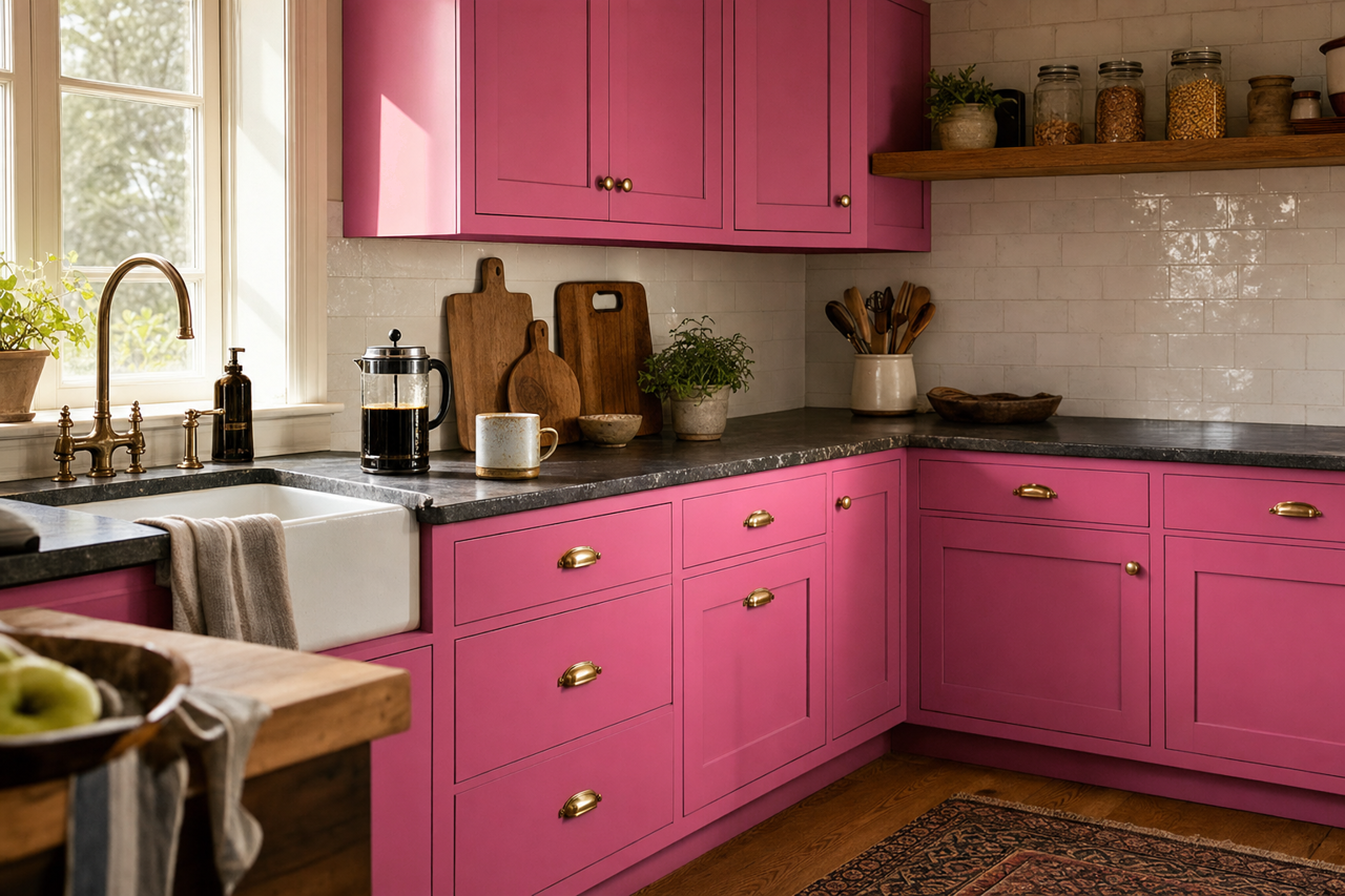 Razzle by Benjamin Moore on cabinets